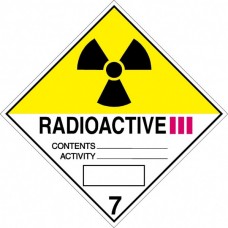 Contrassegno adesivo 30x30 per veicoli a norme A.D.R. Cl. 7/C Radioattivi Cat. 3-106106/A/30