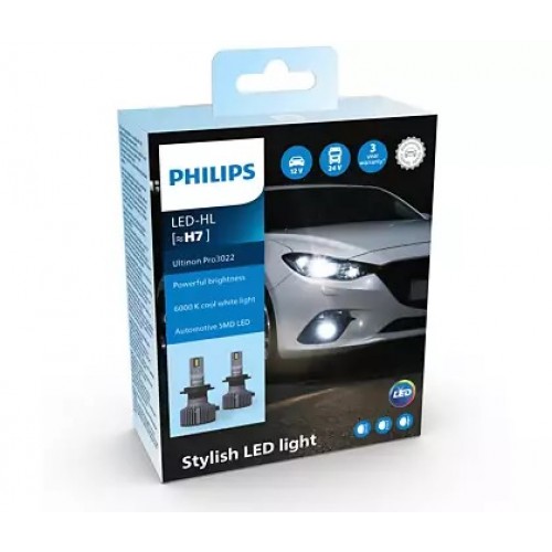 Kit Lampade Led H7 Philips Ultinon PRO3022 12/24 V 6000 K-11972U3022X2