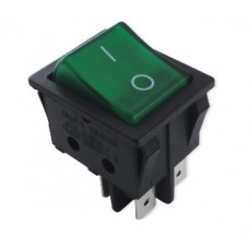 Interruttore luminoso verde ON-OFF 15A 4 contatti faston 6,3-INT181